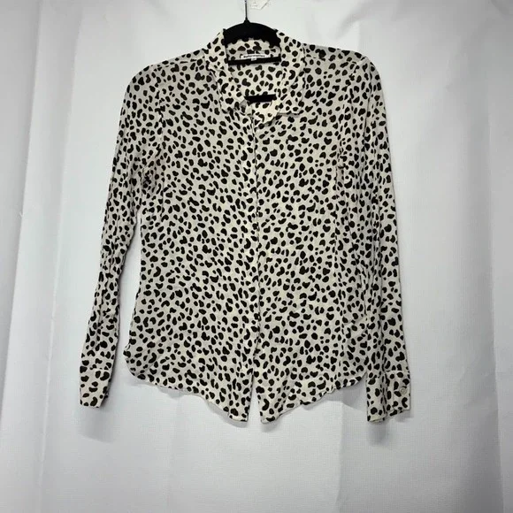 Reformation Cheetah Print Button Up Long Sleeve Shirt Women Size Small - Picture 1 of 5